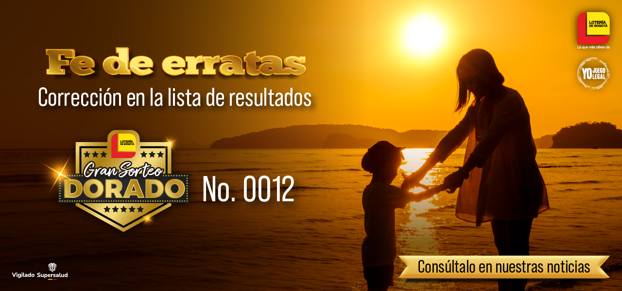 Fe de erratas, sorteo extraordinario 0012