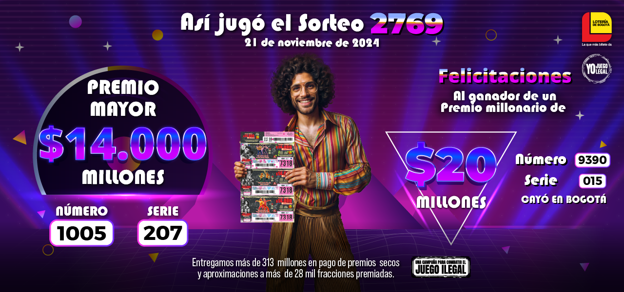 Ganadores Sorteo 2769 22 noviembre 2024