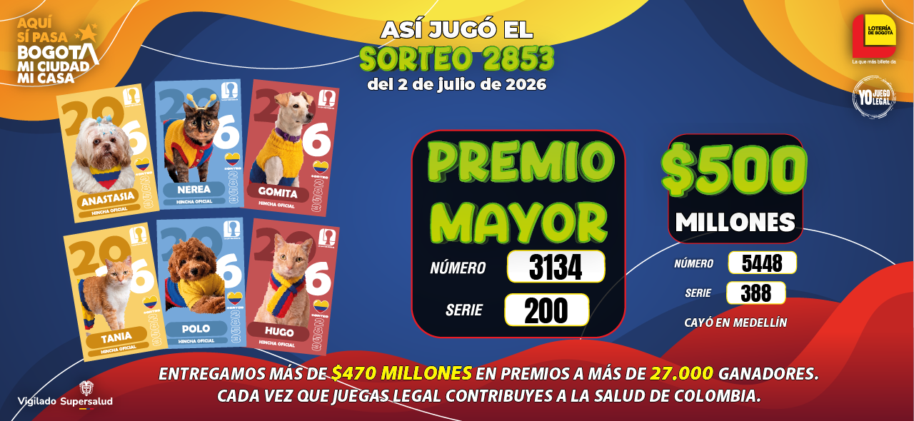 Lotería de Bogotá ultimo sorteo