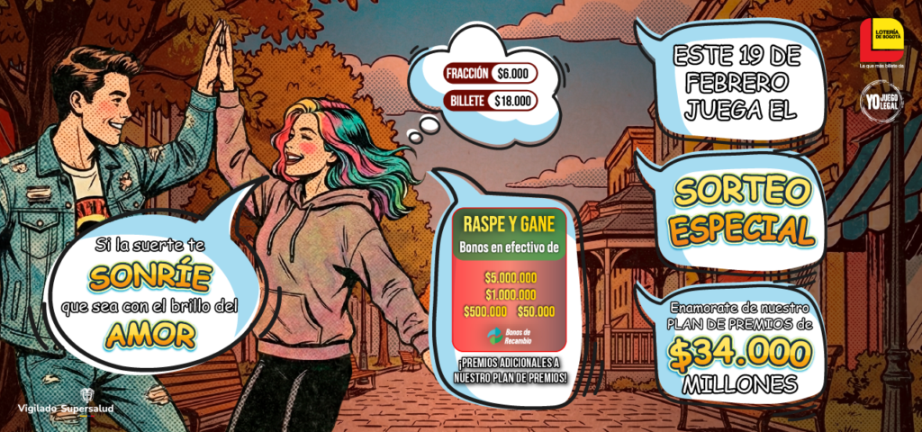 ¡Enamórate de la Fortuna! El Sorteo 2834 de la Lotería de Bogotá conquista tu corazón.