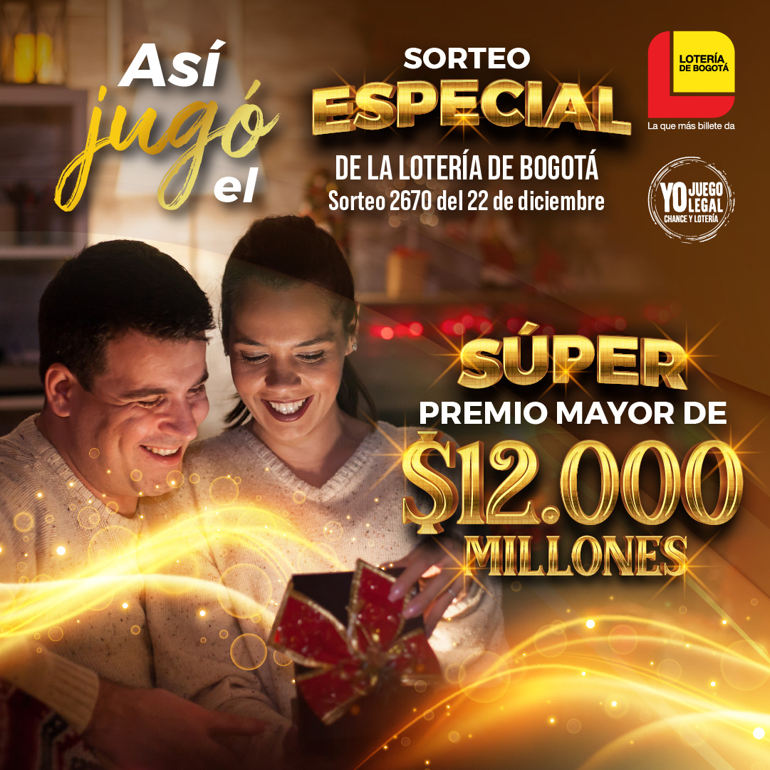 Así jugó el sorteo especial de la Lotería de Bogotá Sorteo 2670 del 22 de diciembre.