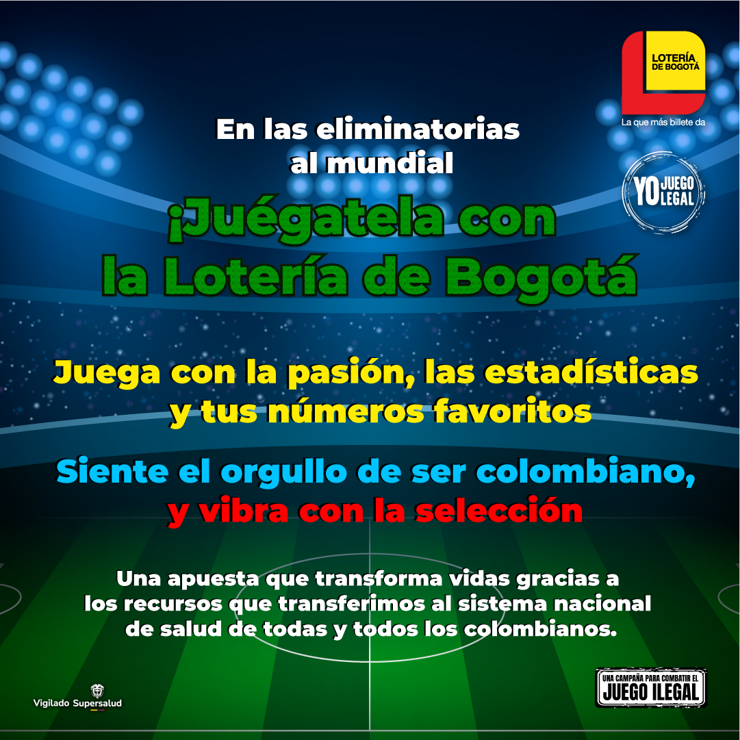 En las eliminatorias al mundial, juégatela con la Lotería de Bogotá